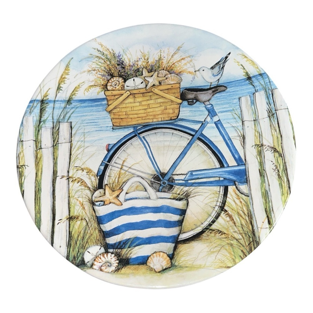 Certified International Coastal Bicycle Decorative Plate set of 6 - Picture 2 of 4